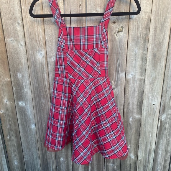 Christmas Plaid Dress with Red Net Slip - Picture 2 of 9